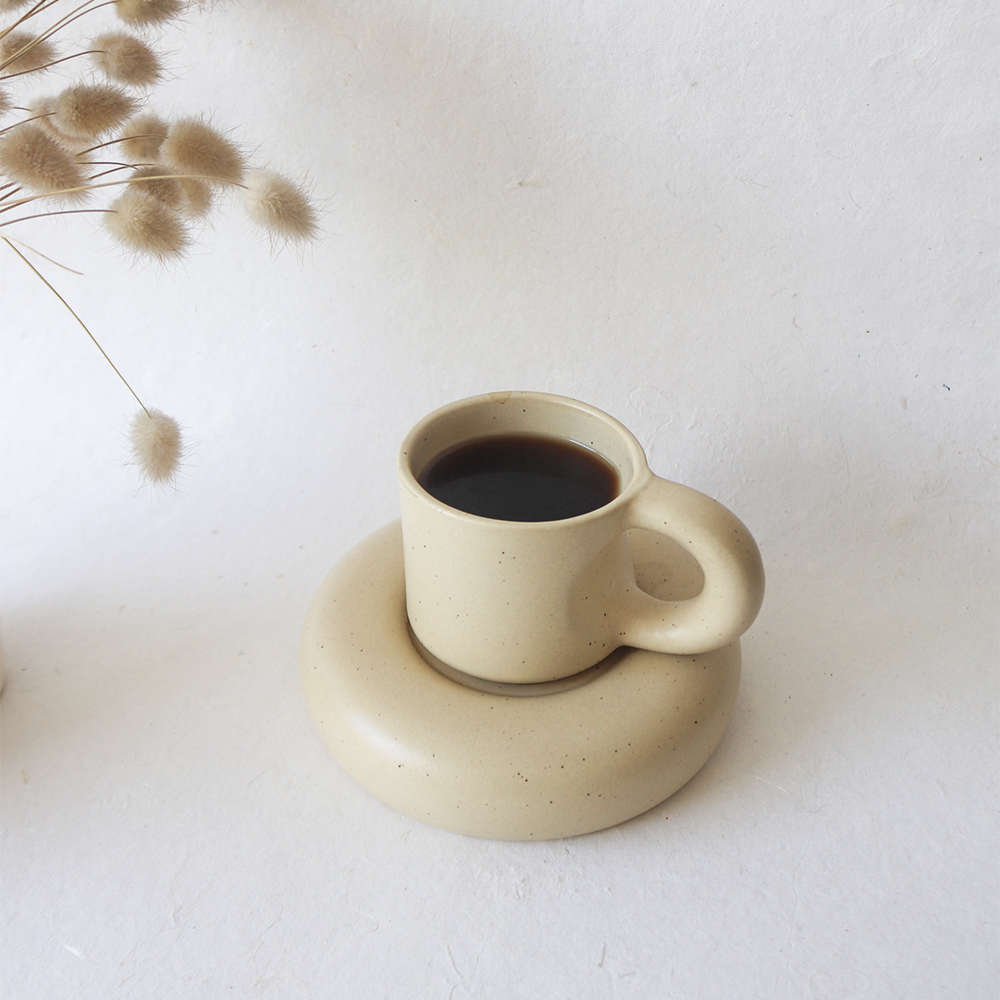 CHUNKY KOREAN MUG & SAUCER SET