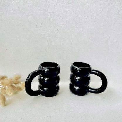 BLACK TIERED MUGS: BUY 1 GET 1 FREE | SET OF 2