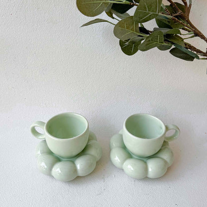 GREEN BUBBLES CUP & SAUCER SET: BUY 1 GET 1 FREE| PACK OF 2