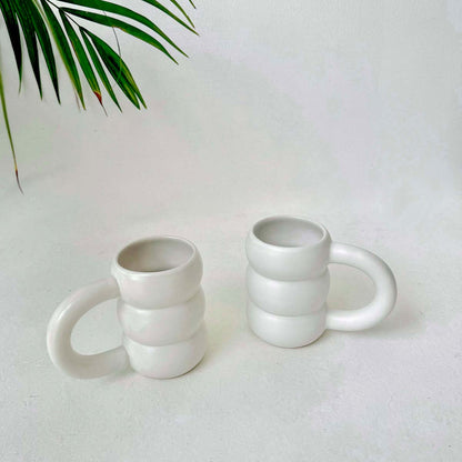 WHITE TIERED MUGS: BUY 1 GET 1 FREE | SET OF 2